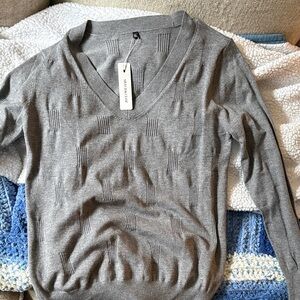 Gray V-Neck Sweater for Women